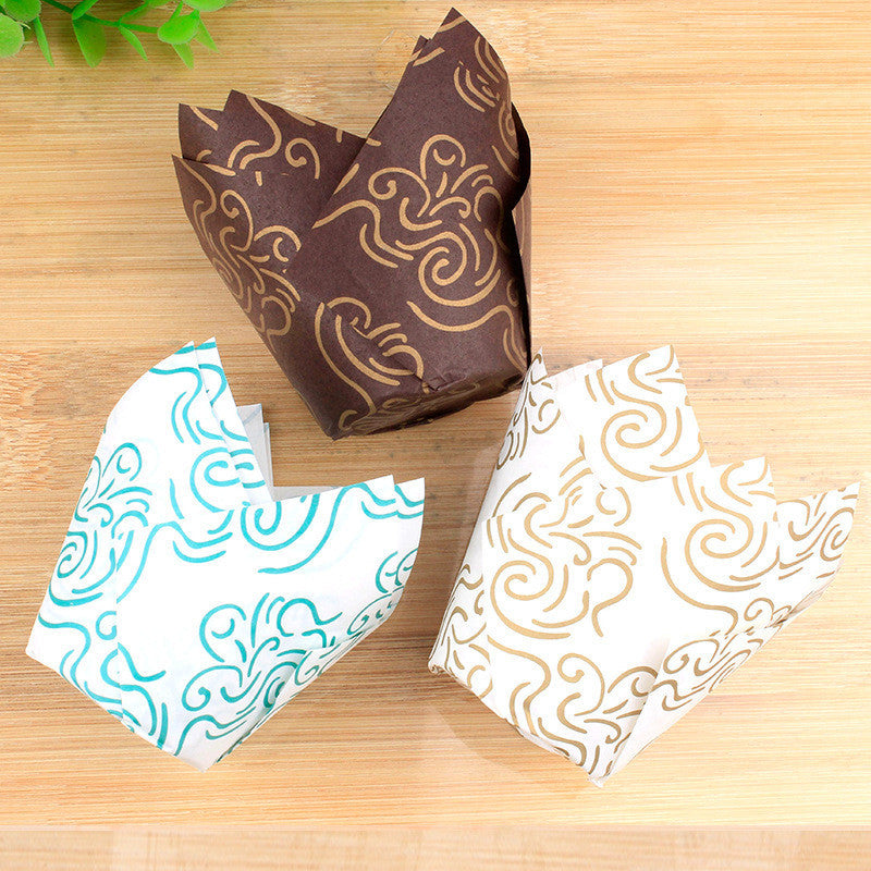 Household Oil And High Temperature Resistant Solid Color Tulip Cake Paper Cups