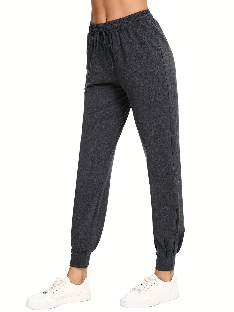 Women's Hollow Pleated Casual Sports Pants, Drawstring Workout Jogger Pants, Women's Activewear