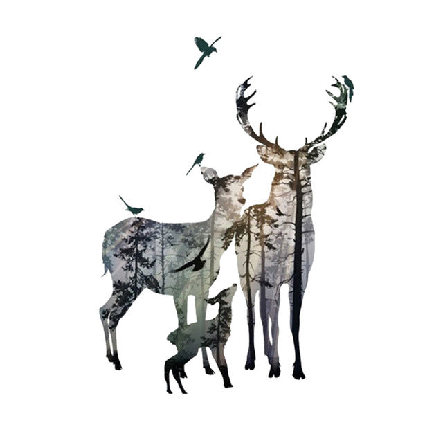 Creative Wall Stickers Elk Family Modern Nordic Style Living Room TV Decoration Wall Stickers