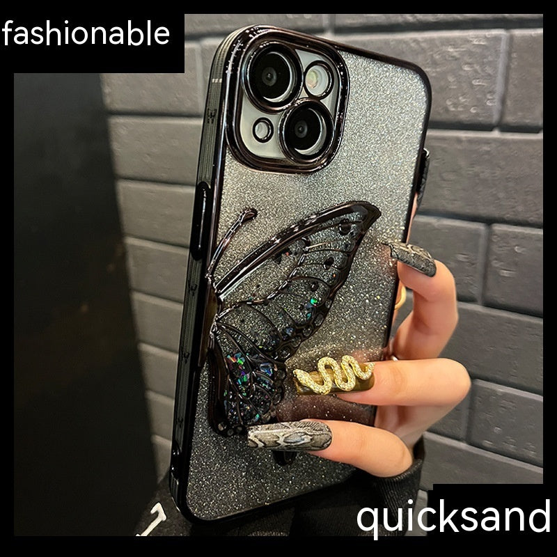 Phone Case Beautiful Glitter Powder Quicksand Butterfly With Lens