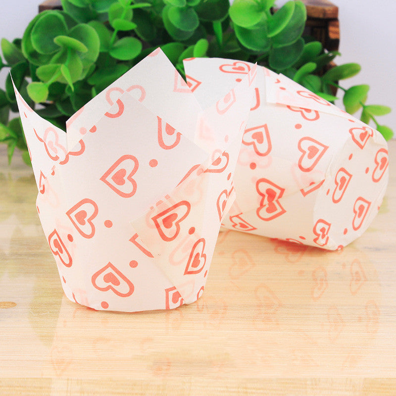 Household Oil And High Temperature Resistant Solid Color Tulip Cake Paper Cups