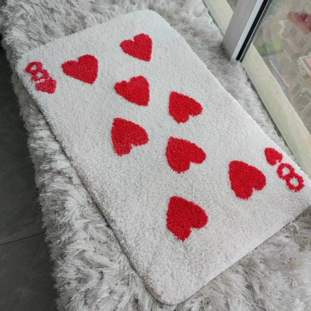 Nordic Style Love No 8 Tufted Bathroom Non-slip Mat Cute Bathroom Flocking Ground Mats Soft Absorbent Floor Mat