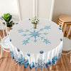 1pc Heat-resistant Polyester Woven 63inch Round Shape Tablecloth, Machine Made Winter Christmas Light Blue Snowflake Pattern Print, Dust-proof Household Art Table Cloth Tapestry Curtain for Dinning Room and Yard, Holiday Party Decor