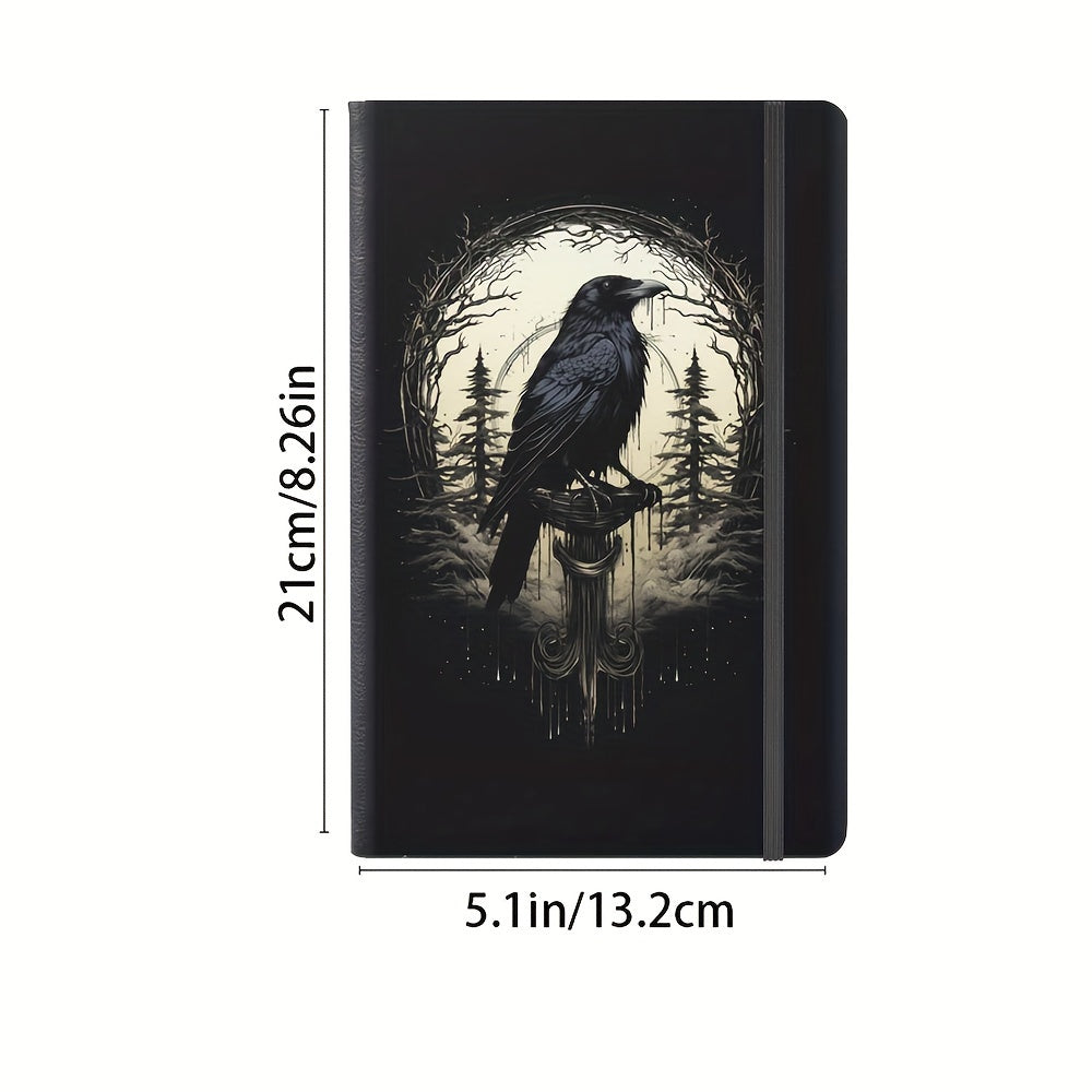 Durable Gothic Bird-Themed Hardcover Journal - Lined, Thick Paper with Inner Pocket for Notes & Writing - Halloween Design - For Students & Writers - Perfect Gift for Halloween