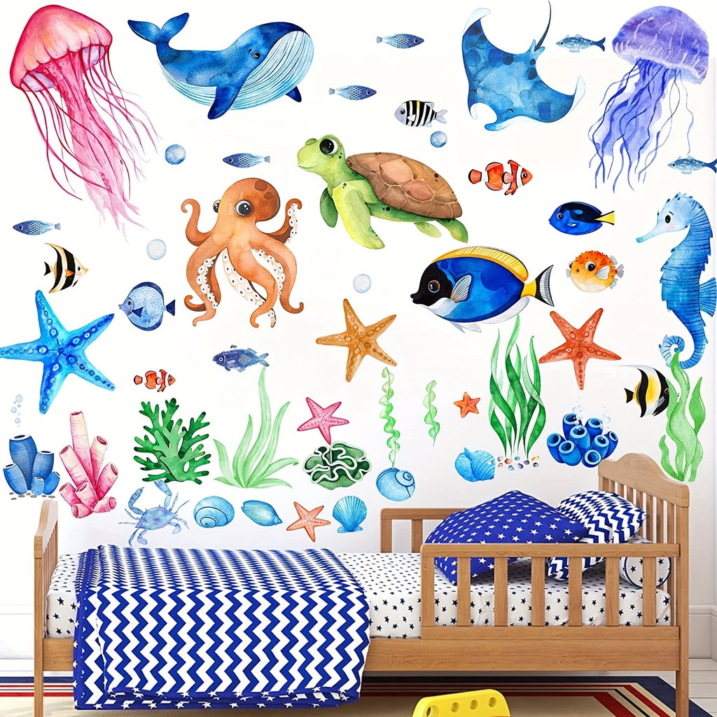 85pcs Glow in the Dark Ocean Fish Wall Decals - Durable Waterproof Peel & Stick Stickers with Mesmerizing Glow Effect - Suitable for Rooms, Bathrooms, and More!