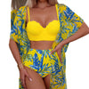 Women's Maple Leaf Printed High Waist Mesh Bikini Suit