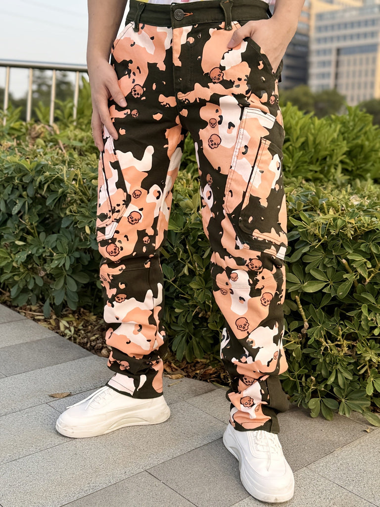 Men'S Fashion Skinny Jeans, Cotton Blend Stretch Twill, Regular Length, with Full Print and Embroidery, Dual Front Pockets, Back Zipper Pockets, Chain Hem, for All-Season Wear