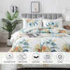 3Pcs 100% Cotton Tropical Style Floral Palm Leaf Print Summer Comforter Set, Soft Aesthetic Plant Pattern Thin White Down Alternative Comforter Beddings, Lightweight Garden Theme Modern Bed Sets, Twin Queen King, (1 Comforter + 2 Pillowcases)