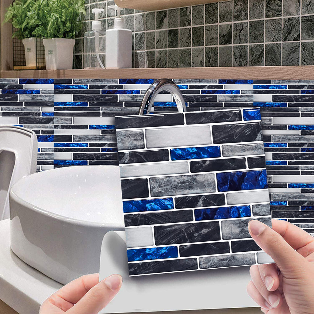 Simulation Marble Embossed Mosaic Pattern Tile Sticker Kitchen Bathroom Wash Basin Decoration