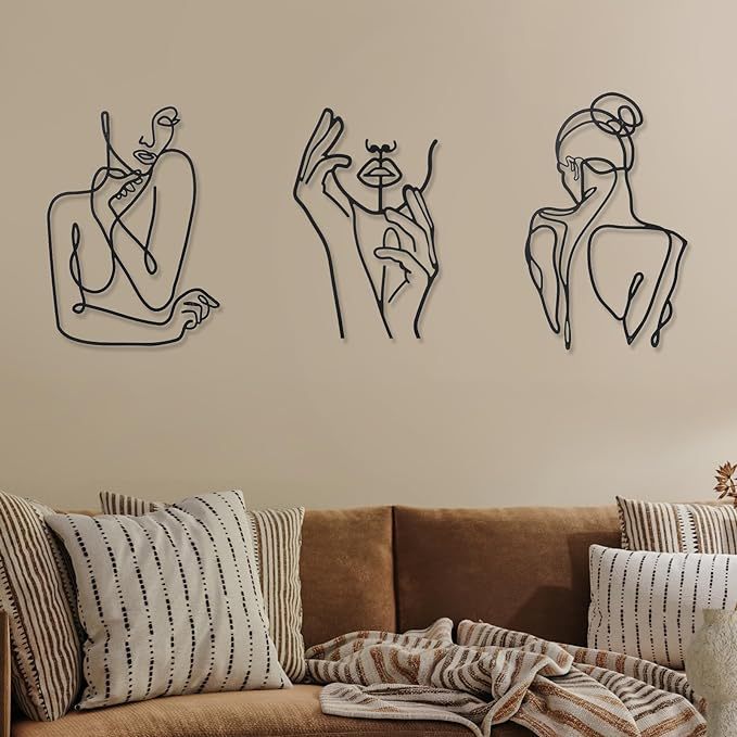 Art Woman Silhouette Interior Decoration Iron Line Metal Wall Space Wall Hanging