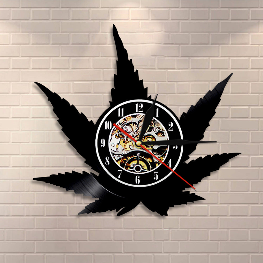 Black Vinyl Record Wall Clock Minimalist Frameless Handicraft