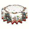 Christmas Holiday Polyester Tablecloth, Festive Dining Decor, Dirt-Resistant, No Feathers, Electricity-Free, for Seasonal Party Atmosphere