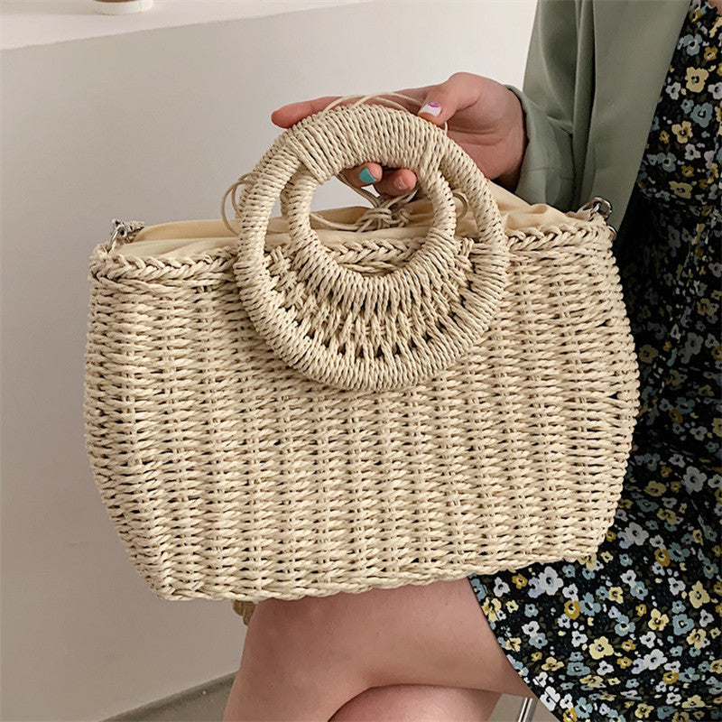 Fashion Woven Messenger Bag Texture Portable Basket Bag