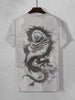 Men's Trendy Dragon Graphic Tee - Breathable Polyester Blend, Crew Neck, Short Sleeve - Perfect for Casual Wear & Outdoor Activities, Long Sleeve Dragon Theme Shirts