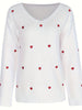 Valentine's Day Heart Print Sweater, Casual V Neck Long Sleeve Sweater For Fall & Winter, Women's Clothing