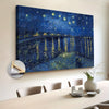 1pc Wooden Framed Extra Large Canvas Wall Art, Starry Night Over The Rhone By Vincent Van Gogh Painting On Canvas, Classic Canvas Wall Art For Home Decor, Museum Exhibition Art, Wrapped Canvas, Ready To Hang