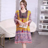 Cotton Silk Floral Dress Vintage Women's Clothing