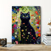 Gustave Klimt-Inspired Garden Cat Canvas Art - Waterproof, Framed Wooden Wall Decor for Living Room, Bedroom, Office & More