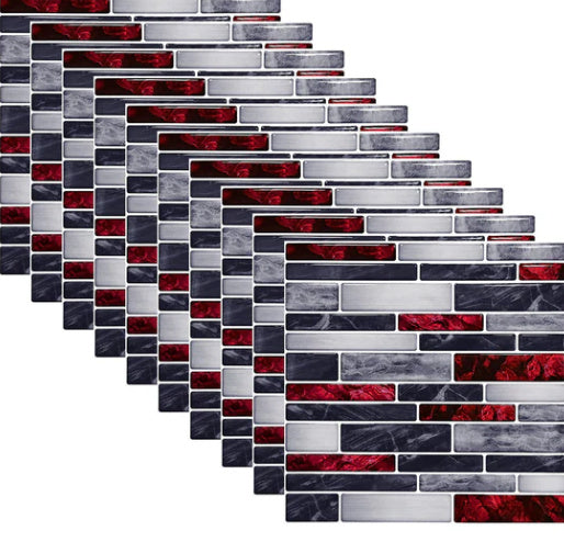 Simulation Marble Embossed Mosaic Pattern Tile Sticker Kitchen Bathroom Wash Basin Decoration