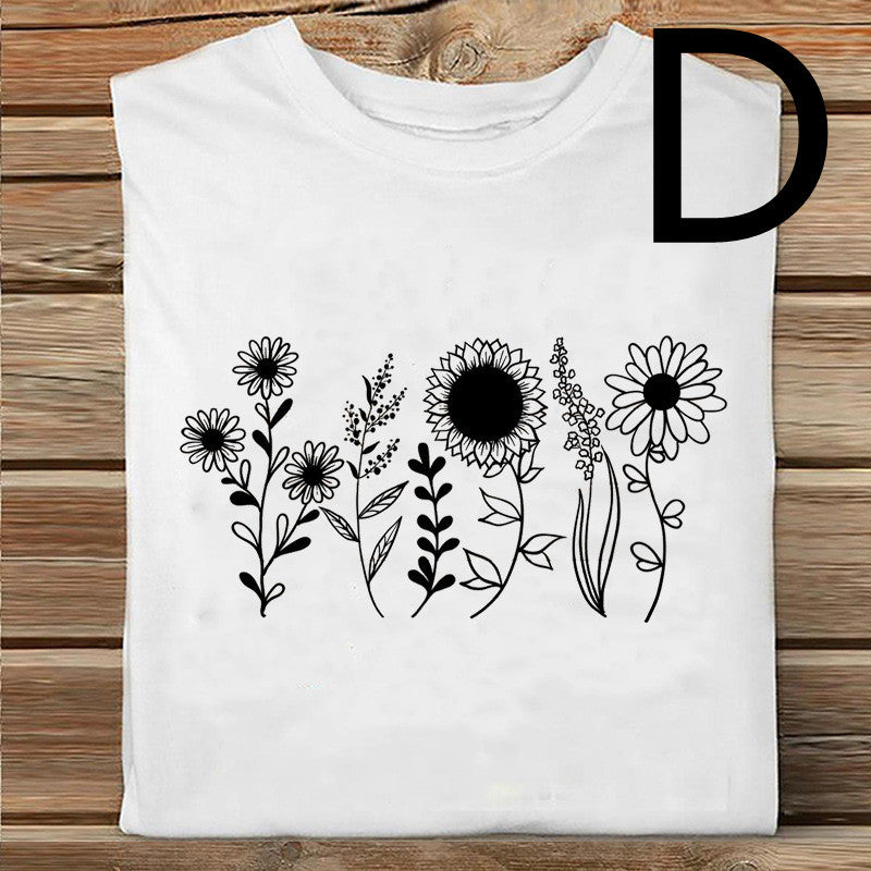 Women's Printed Casual Loose Round Neck T-shirt
