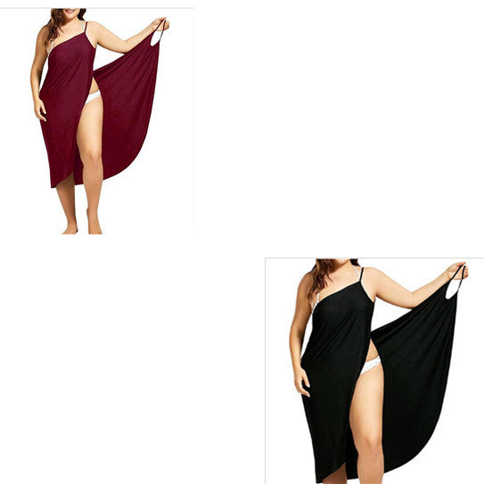 Stitching Solid Color Sexy Beach Dress Suspender One-piece Skirt