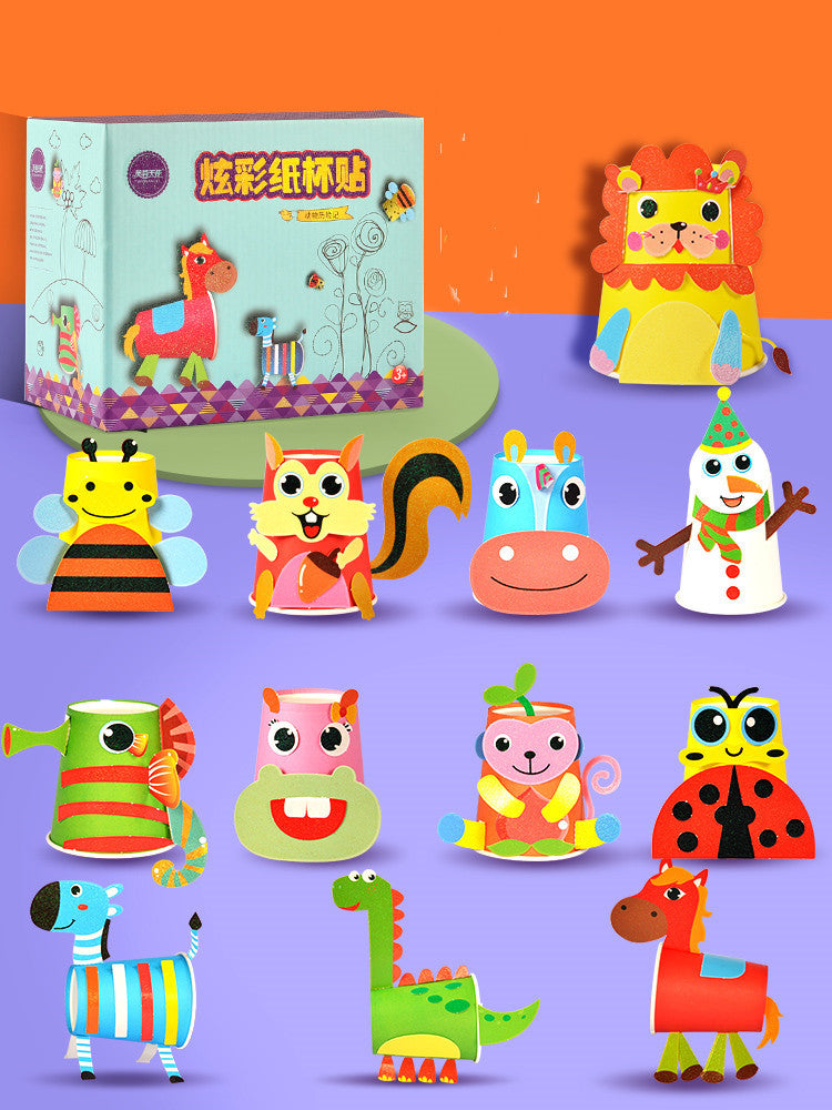 Creative Paper Cups And Plates Stickers For Educational Non-woven Kindergarten Art Area