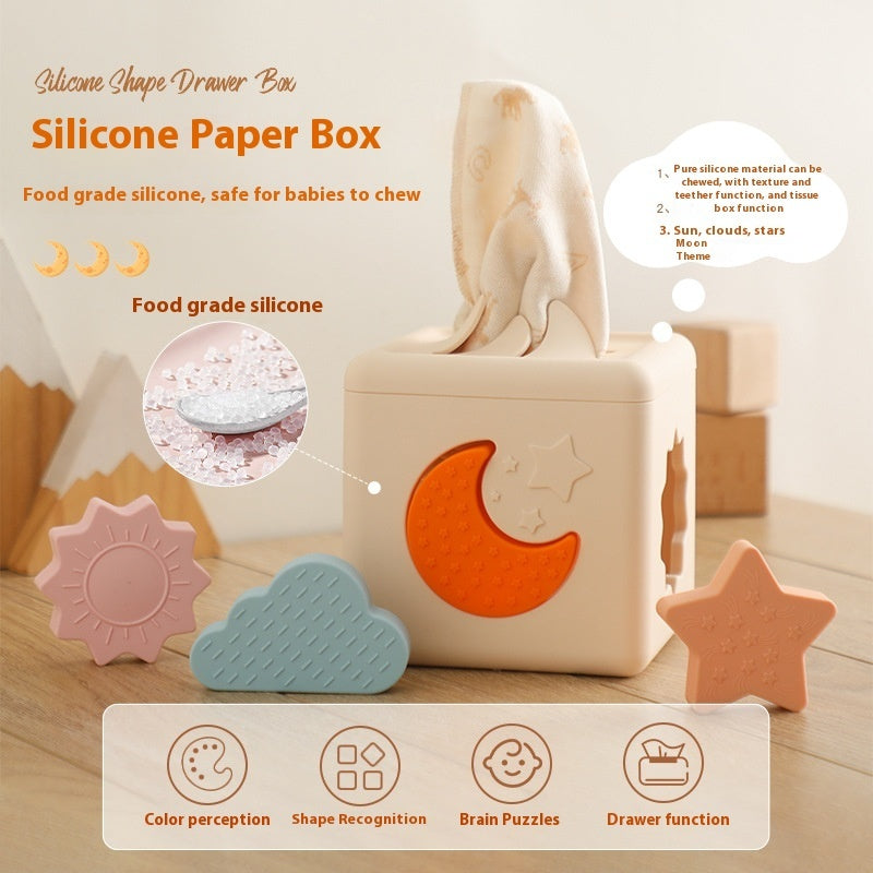 Baby Paper Toy Tear-proof Tissue Box Early Childhood Education Shape Matching Toy