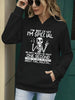 Letter And Skull Print Fleece Lined Casual Hoodie, Fashion Sports Long Sleeve Pullover Hooded Sweathirt, Women's Clothing