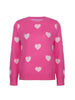 Valentine's Day Heart Pattern Sweater, Sweet Crew Neck Long Sleeve Pullover Knitted Top, Women's Clothing