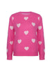 Valentine's Day Heart Pattern Sweater, Sweet Crew Neck Long Sleeve Pullover Knitted Top, Women's Clothing