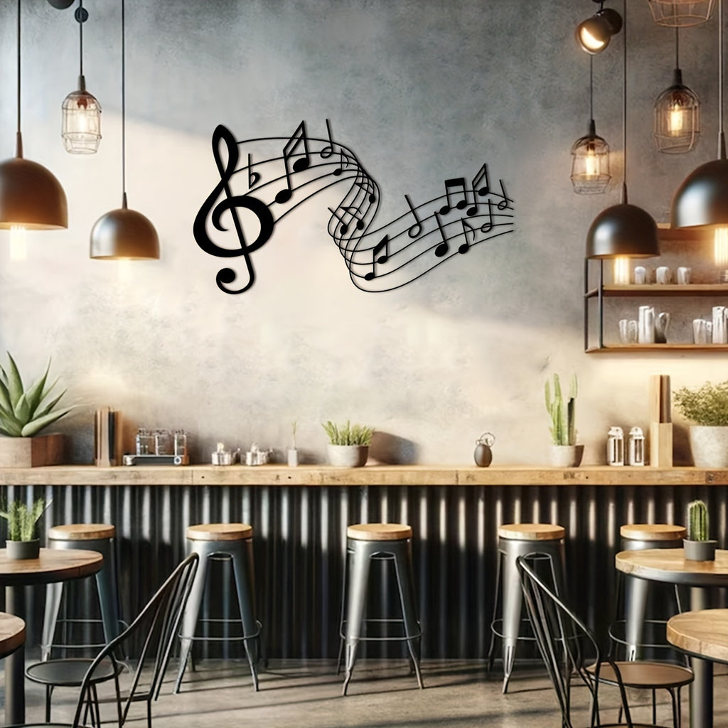 Unique Music Notes Metal Wall Art - 15.75" x 8.61" Minimalist Sculpture, Modern Home Decor, Creative Gift for Musicians and Housewarming