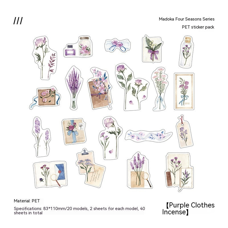 Four Seasons Series Plant Flower Journal Material Stickers
