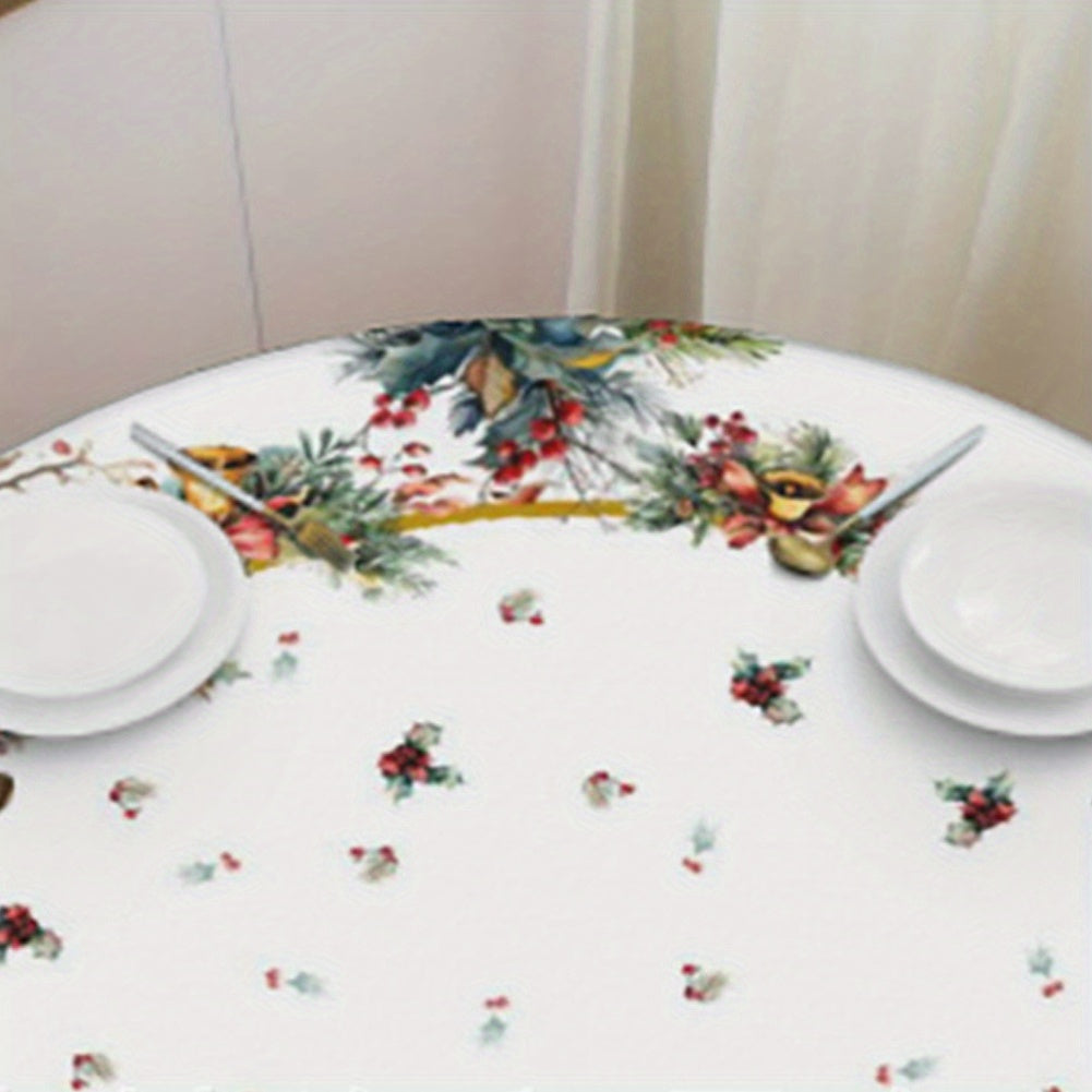 Round Party Atmosphere Dining Room Practical Dirt Resistant Christmas Tablecloth