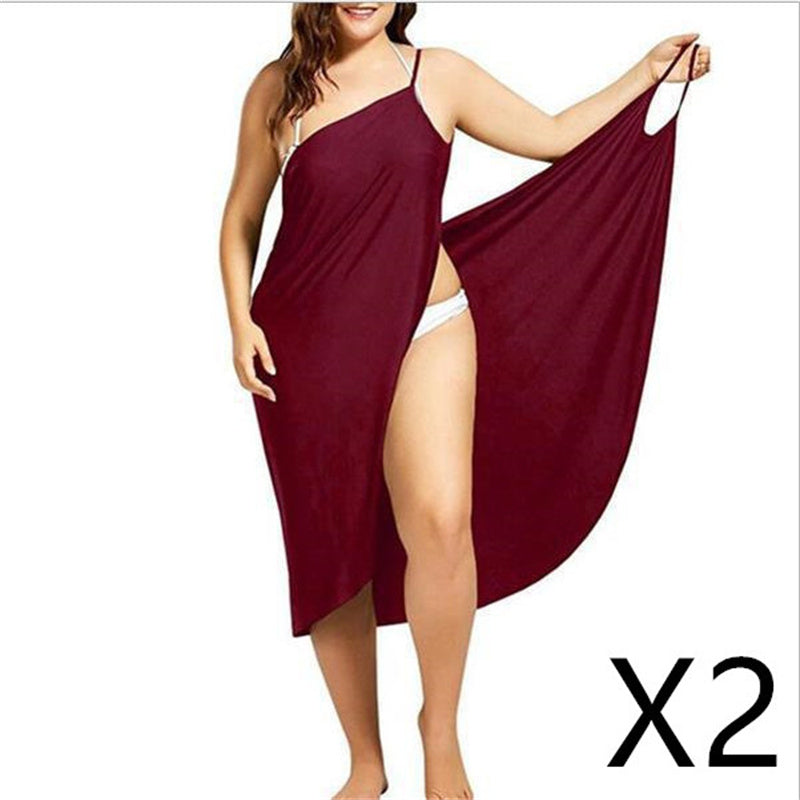 Stitching Solid Color  Beach Dress Suspender One-piece Skirt