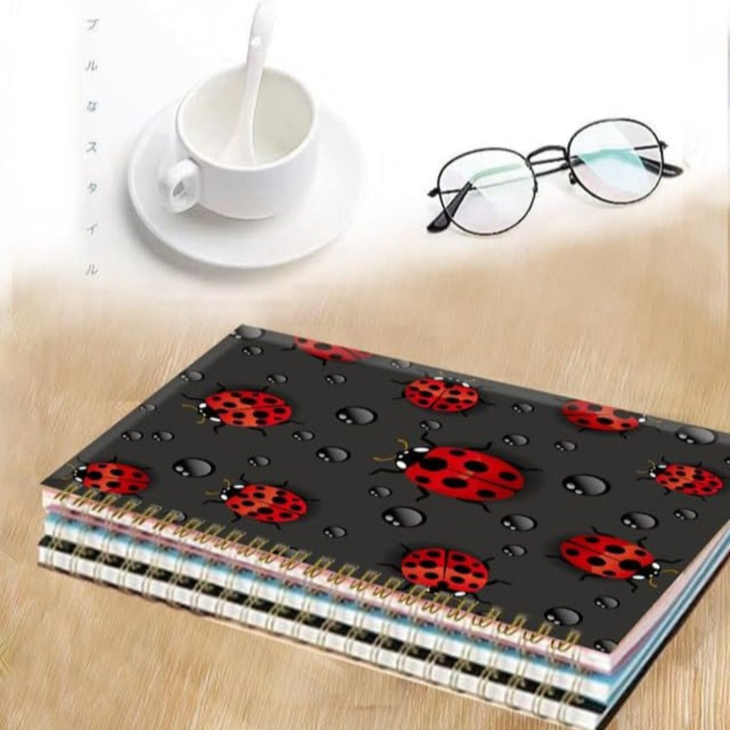 Chic Red Ladybug Hardcover Spiral Journal - Lined Writing Notebook for Women -  5.5x8.3 inches - Perfect for Office, School & Gifts - For Women - Ideal for Note Taking & Journaling