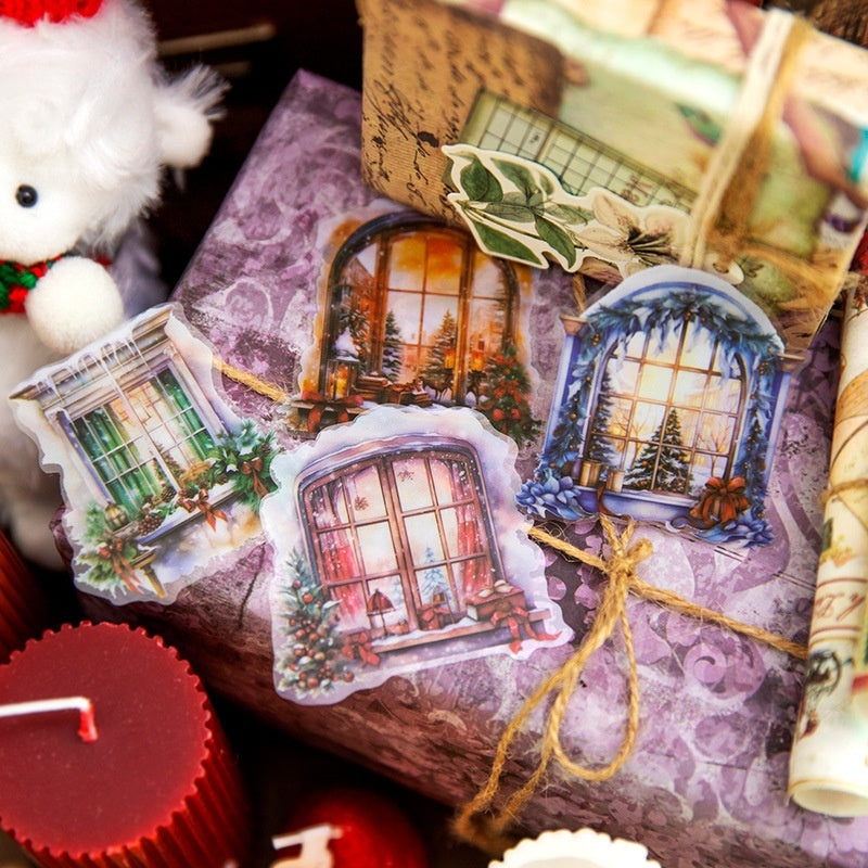 Sticker Package Christmas Window Series Retro Christmas Journal Decoration
