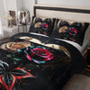 Colorful Rose Comforter Set, Floral Theme Bedding Set, Soft Polyester, 3pcs (1 Comforter and 2 Pillowcases)