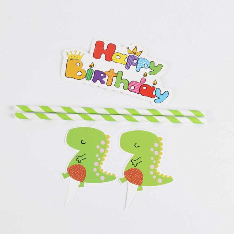 Dinosaur Children's Paper Plate Paper Cup Arrangement Props Party Decoration Tableware Set
