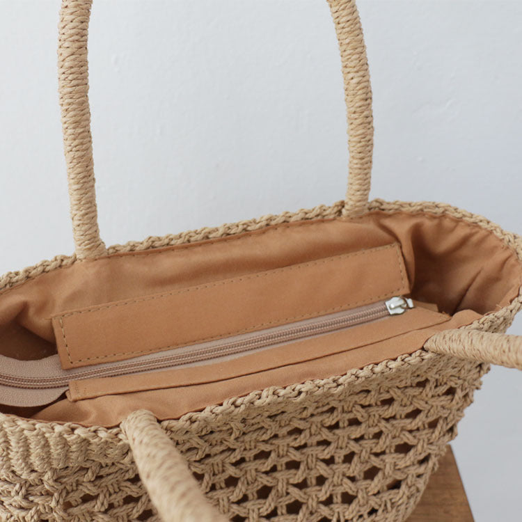 Women's Straw Woven Hollow Hand-held Woven Bag