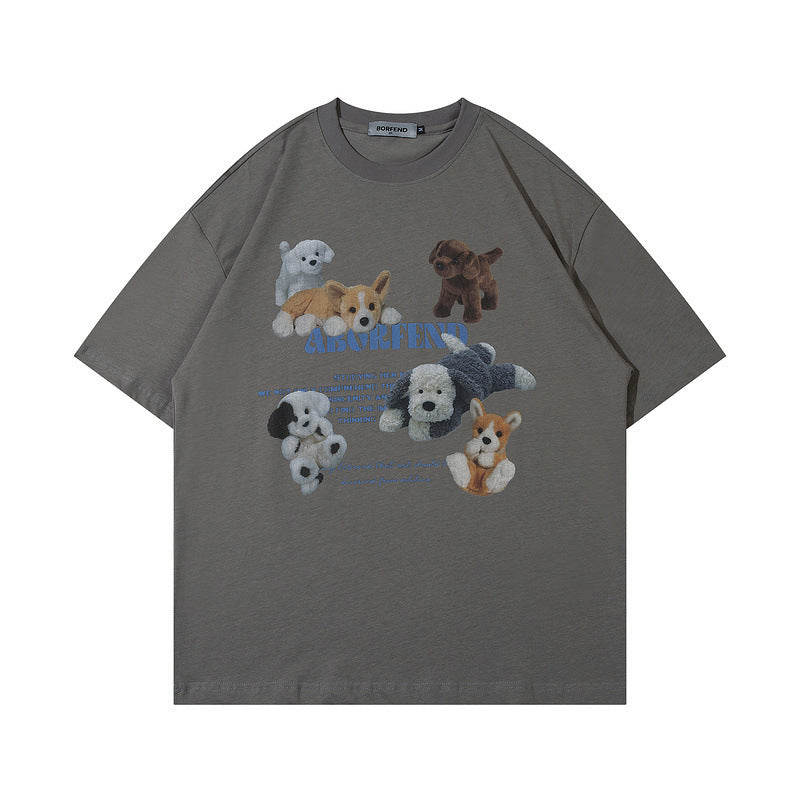 Hip Hop Retro Cartoon Printed Short Sleeve Men
