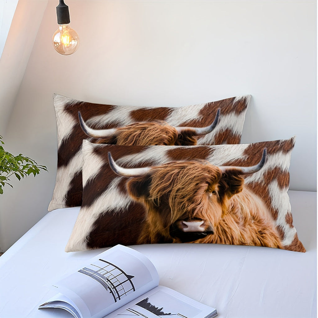 Cow Comforter, Cow Print Bedding Comforter, Cowhide Comforter Soft Breathable Lightweight With 2 Pillowcases