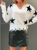 Tassel Stars Print Knit Sweater, Casual Drop Shoulder Long Sleeve Sweater, Women's Clothing