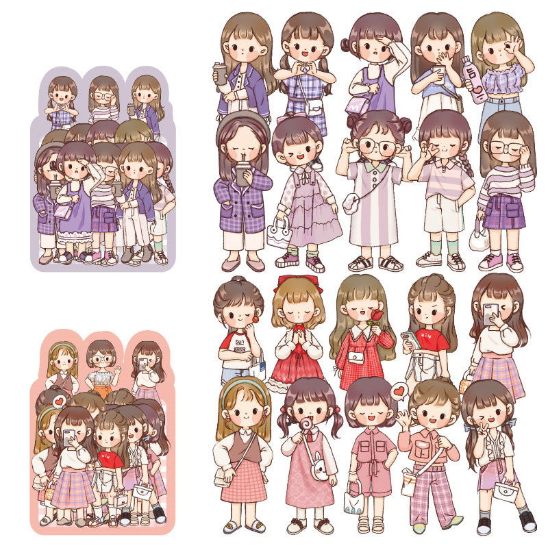 Hand Account Waterproof Sticker Water Cup Decoration Small Pattern Cartoon Girl