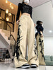 Women's High-Waisted Straight Leg Jeans, Vintage Printed Denim Pants, Casual Street Style, Versatile Dancing Fashion