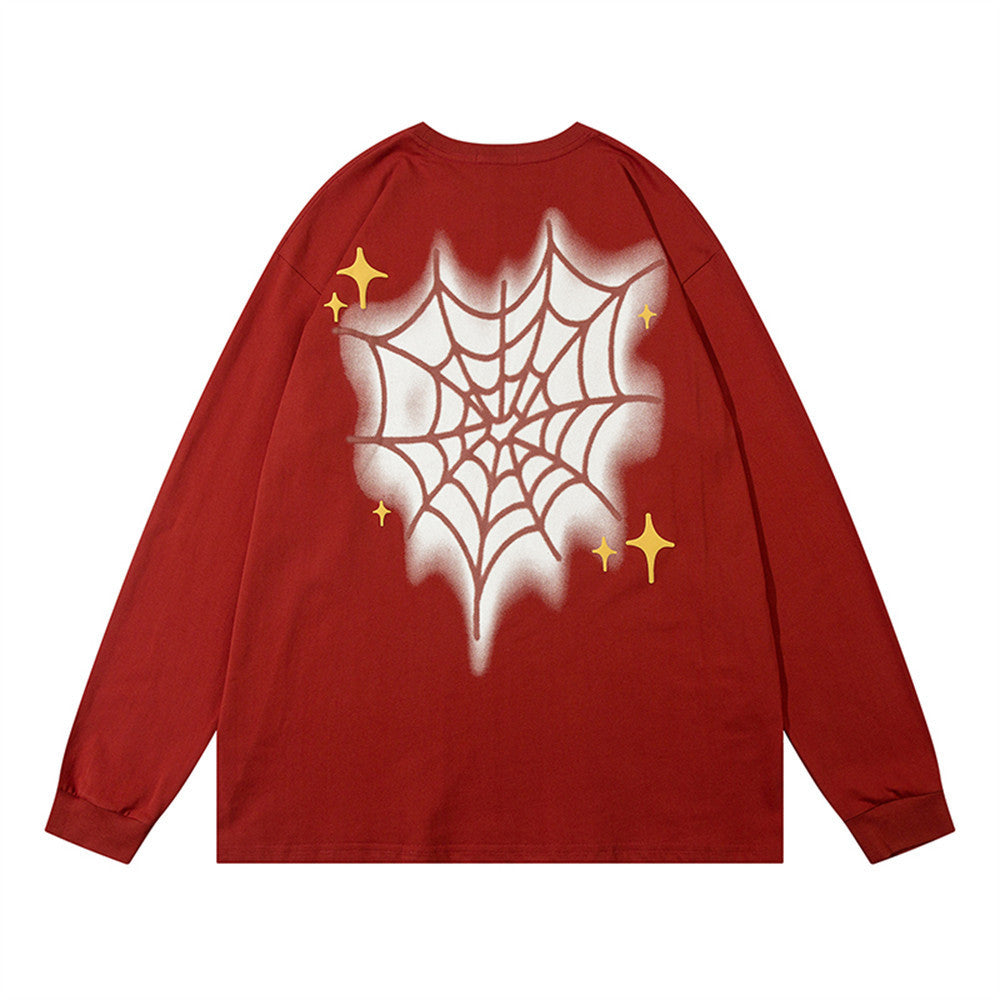 Men's Fashion Cotton Spider Web Heart-shaped T-shirt