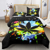 Cannabis Leaves Bedding Set, Hemp Leaves Bedding Weed Comforter Set Queen Size, Boho Comforter Set Queen, Tie Dye Comforter, Rainbow Comforter, Maple Leaf Bedding Set (Not Including Duvet Cover And Pillow Core)
