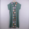 Hook Flower Stitching Irregular Slit Sun Protection Beach V-neck Dress