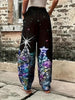 Christmas Tree Print Baggy Pants, Casual Elastic High Waist Dual Pockets Loose Pants For Spring & Summer, Women's Clothing