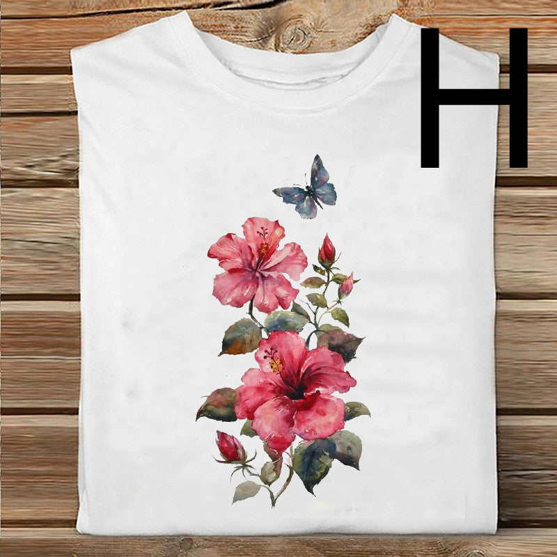 Women's Printed Casual Loose Round Neck T-shirt
