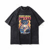 TKPA American Style Hip Hop Retro Washed And Worn Angel Print Short Sleeve
